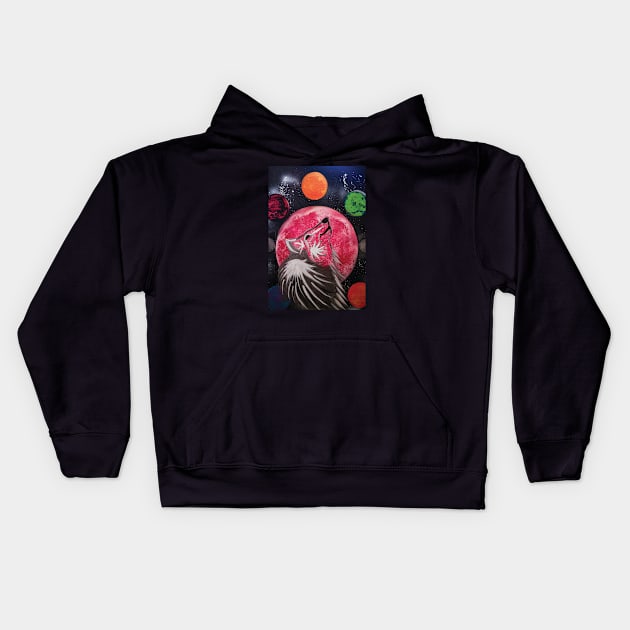 Wolf Painting Kids Hoodie by The6ix